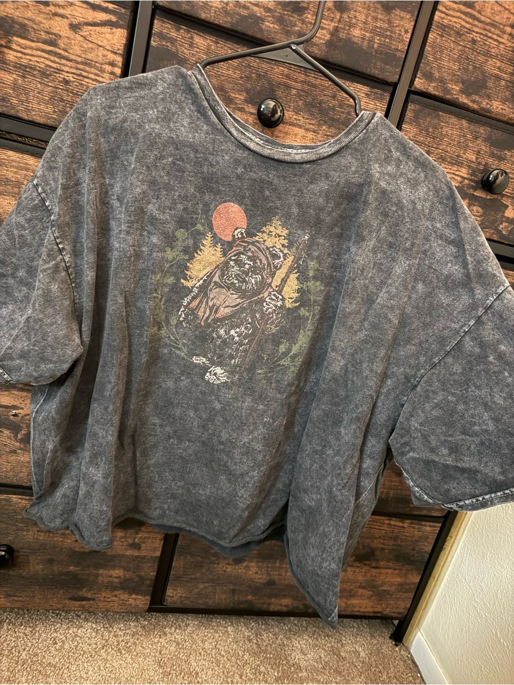 Disney Star Wars Ewok Plus Size 2XL Cropped Grey T Shirt